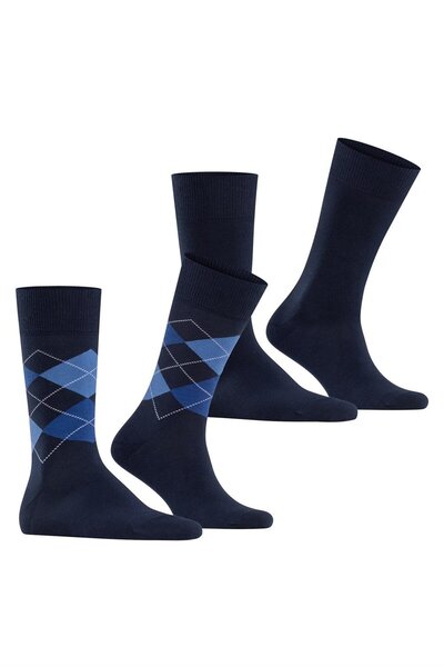 Burlington Herren Socken Gündelik 2er Paketi - Rautenmuster, Uni, Onesize, 40-46