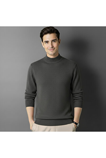 Vocens سترة رجالية رقيقة من التريكو بياقة نصف عالية وتصميم بسيط