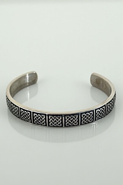 TAKIŞTIR Silver Color Men's Steel Handcuff Bracelet