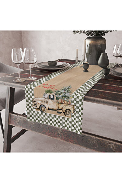 Evmila Velvet Textured Christmas Themed Runner 40X140 cm