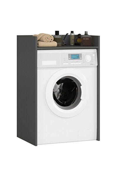 SERSIMO Washing machine cover with shelf, laminated chipboard, 64x50x98 cm, graphite gray