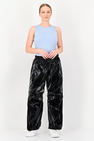 GRIMELANGE Women Regular Fit Plain Track Pants, Black