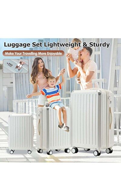 ZUIHAO مجموعة حقائب سفر صلبة من 3 قطع، مقاس 20/24/28 بوصة، لون بيج