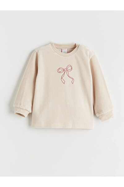 LC Waikiki Lcw Baby Beige Printed Baby Girl Sweatshirt and Pants 2-Pack