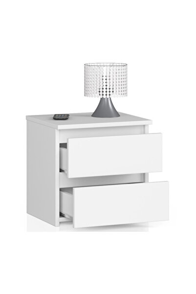 SERSIMO Noptieră cu 2 sertare, PAL laminat, 40x35x40 cm, alb mat