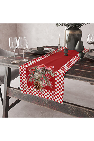 milroma Kadife Dokulu Yılbaşı Temalı Runner 40x140 cm