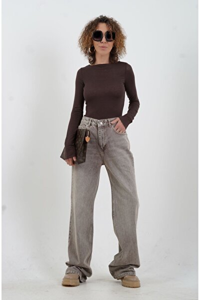 Zelish My Sister Παντελόνι τζιν καφέ χρώματος Snow Wash