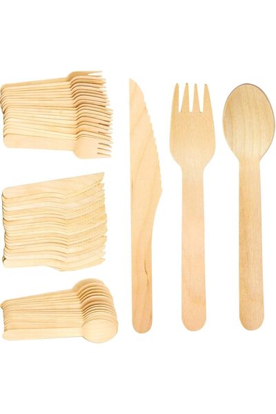 007 مجموعة أدوات مائدة من خشب البتولا للاستخدام مرة واحدة، مكونة من 300 قطعة ...