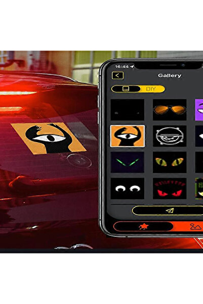 zola Car RGB LED digital display, text and symbol display, app control, USB, 13.1x12.8 cm