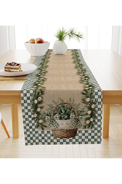 Evmila Velvet Textured Christmas Themed Runner 40X140 cm