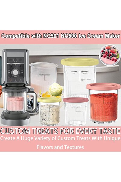 007 Pack of 4 Creami Tubs and Lids for Ninja NC500/NC501 (24 oz) - YOUlDIANZI