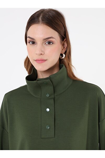 Refka Soft Fabric Snap Detailed Tunic&Pants Set - Khaki -