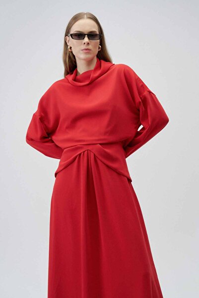 Merve DAĞLI Belle Rouge Crepe Dress