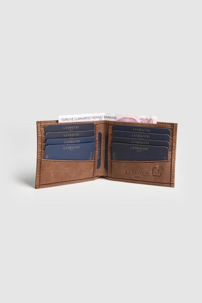 La La'Graccio Paris La'Graccio Paris Men's Genuine Cowhide Leather Wallet with Extra Card Holder Crazy Tan