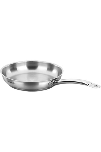 KORKMAZ Proline Frying Pan A1153 24 cm, Glossy Non‑Stick Stainless Steel (Silver)