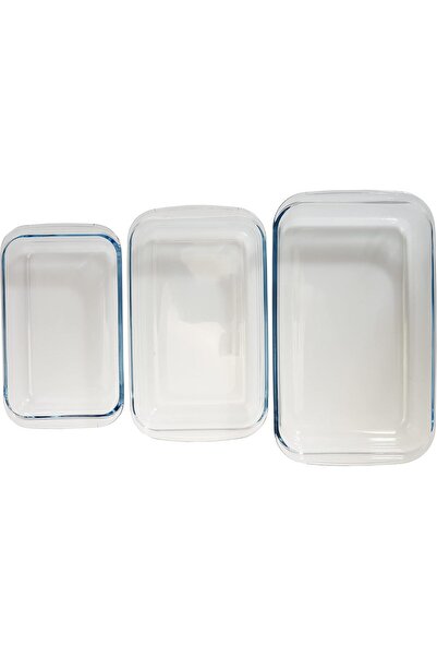 ROYALFORD Borosilicate Glass Rectangular Baking Tray Set (3 pcs: 1.0/1.6/2.2 L)