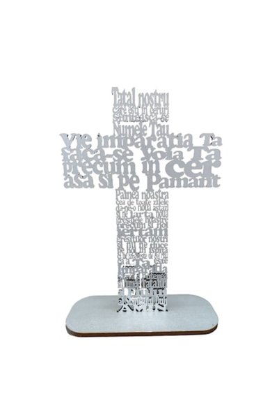 T&M Personalizare Cruce din lemn cu Rugăciunea Domnească-HDF 4mm, cu suport, ...