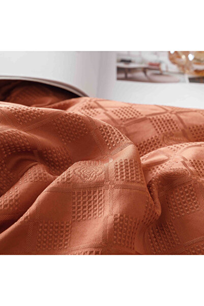 JOJO HOME Bed linen set, fine jacquard, 6 pieces, 230x250cm, Brick