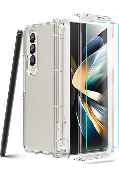 Generic Samsung Galaxy Z Fold4 Clear Case with S Pen Holder, Double-Head Stylus, Hinge & Screen Protection