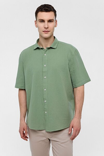 Back And Bond Sage Regular Fit 100% Cotton Short Sleeve Shirt