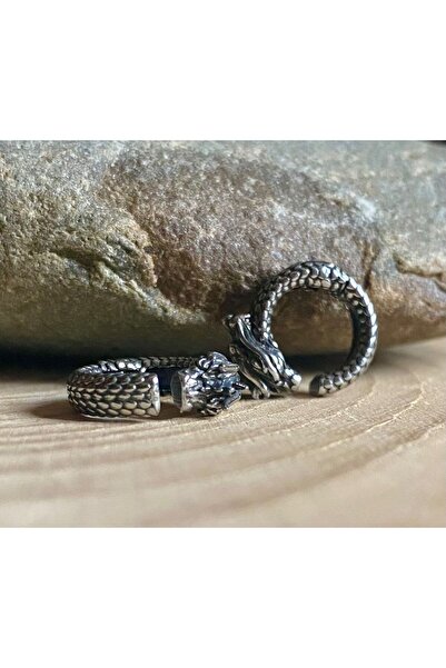 Viking Dragon Design S+ Quality 316L Stainless Tarnish-Free Steel Compression Earrings Pair