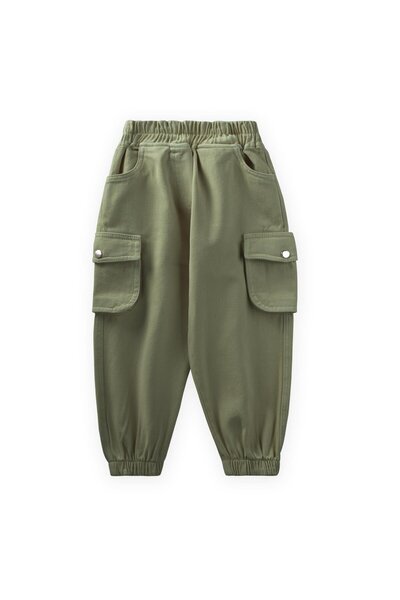Cigit Gabardine Cargo Pants 2-7 Years Khaki Green