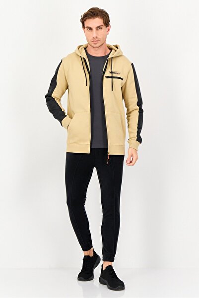 Ellesse Men Sportswear Fit Long Sleeve Outdoor Hoodie, Dark Beige