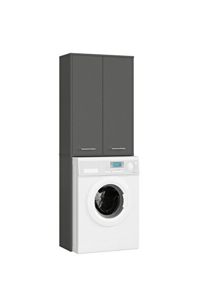 SERSIMO Bathroom cabinet with 2 doors and 4 shelves, 64x30x180 cm, graphite gray