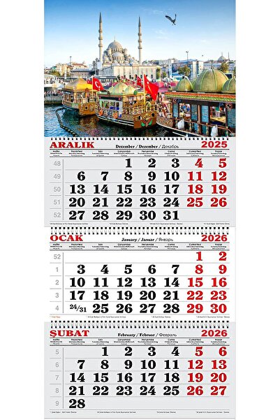 GENC DIJITAL BASKI 2026 Yılı Gemici Takvimi-Süleymaniye Camii ve Renkli Tekneler