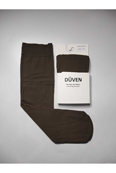 DÜVEN 4 Pairs of Matte Textured 40 Den Medium Thick Mousse Cocoa Knee-Length Pant Socks