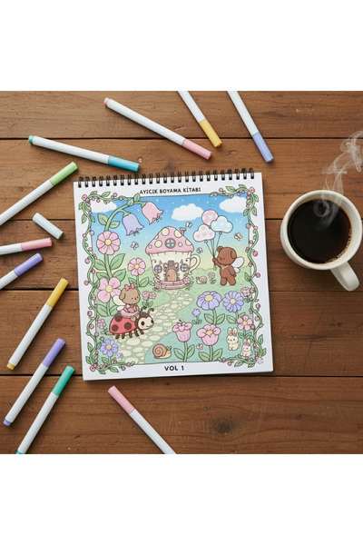 M&H Coloring Ayıcık Vol 1 - 21x21 cm Boyama kitabı Çocuk ve Yetişkinler için
