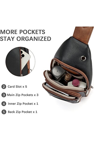 BOSTANTEN Sling Crossbody Leather Bag with Adjustable Guitar Strap