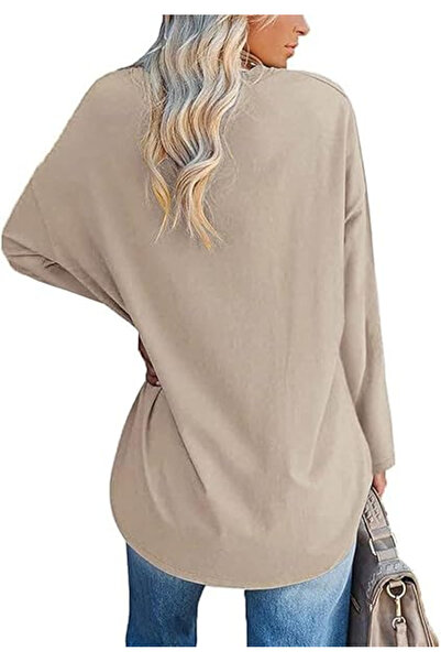 OEM Women's oversized loose blouse, long sleeve top, cream S