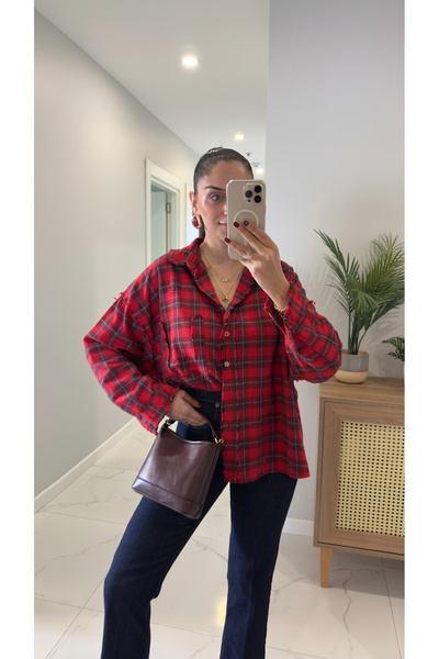 BİRCANÇİL Denwera Red Laser Cut Shirt