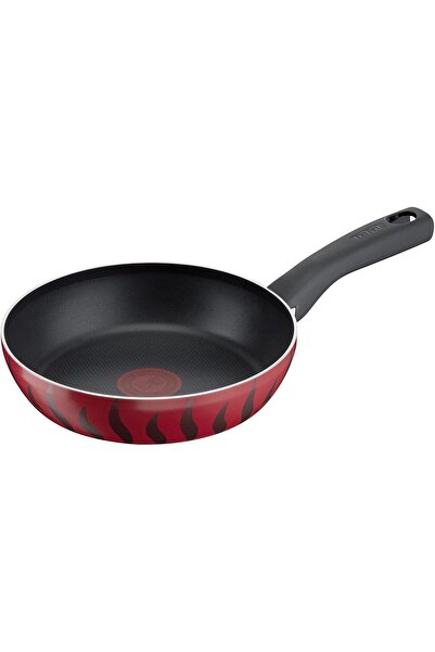 TEFAL Tempo Flame 20cm Frying Pan - Non-Stick, Thermo-Signal, Made in France (Red)