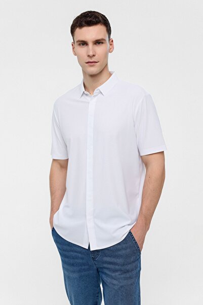 Back And Bond White Regular Fit Short Sleeve Shirt