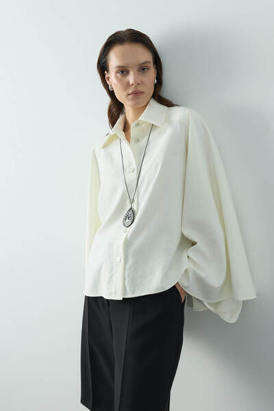 SENA GÜVEN Warm Pelerin Gömlek Ekru