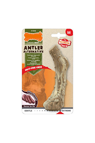 Nylabone Jucărie de mestecat pentru câini Dura Chew Horn, mărimea M, din nailon, tip cerb