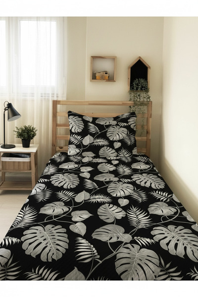 milroma Tropical Black Leaf Patterned Children's Pique