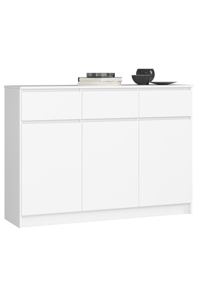 SERSIMO Comodă cu 3 uși și 3 sertare, PAL laminat, 138x40x99 cm, alb mat