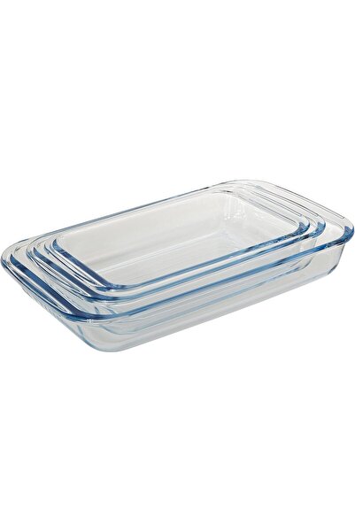 ROYALFORD Borosilicate Glass Rectangular Baking Tray Set (3 pcs: 1.0/1.6/2.2 L)