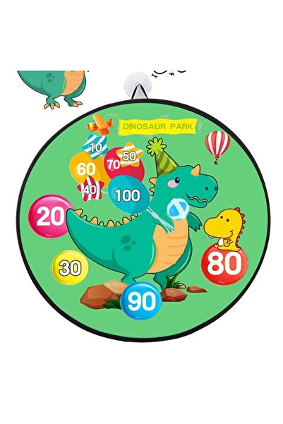 Flippy Darts Game for Kids, 70 cm Folding Board, 8 Velcro Balls, 2 Light-up Balls, Dinosaur Park, Gr