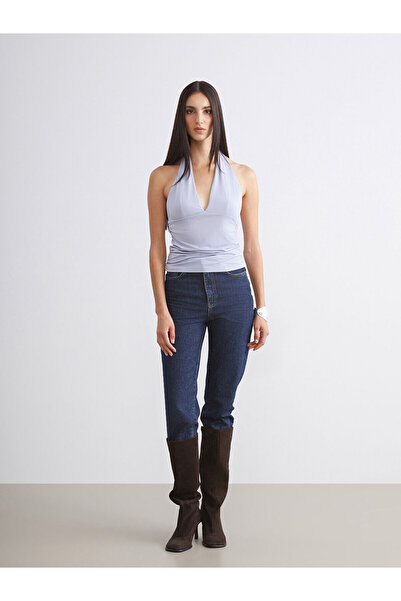 LC Waikiki Alita City Farkıyla Soulife Gray Combed Cotton Plain Halter Neck S...