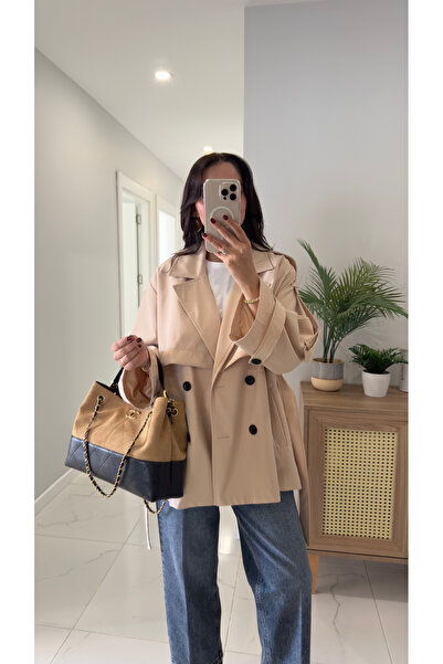 BİRCANÇİL Κοντό παλτό Thomas Cream με λεπτομέρεια κορδόνι