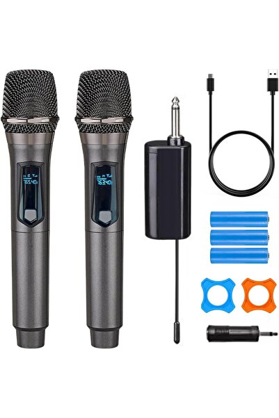 HYX Wireless Dual Handheld UHF Microphone System (Gray)