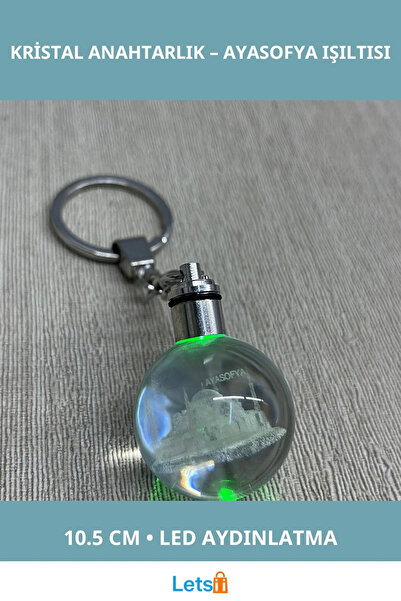 Letsii سلسلة مفاتيح كريستالية بتصميم الأيوسوفيا مع إضاءة LED