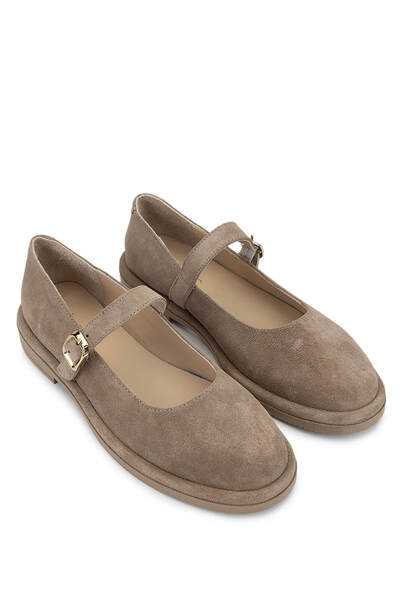 Tamer Tanca Women's Genuine Leather Beige Suede Casual Shoes