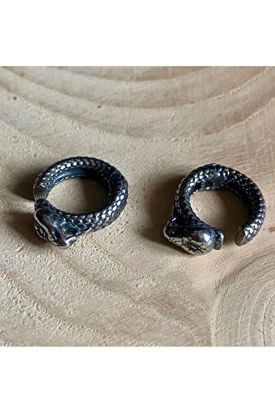 Viking Snake Design S+ Quality 316L Stainless Tarnish-Free Steel Compression Earrings Pair