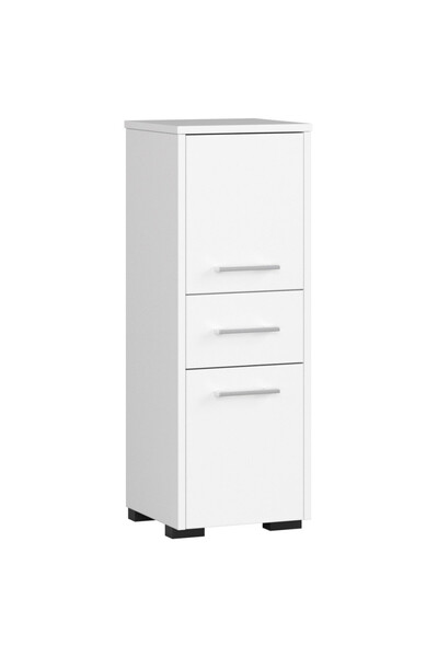 SERSIMO Dulap de baie tip coloană cu 2 uși și sertar, PAL laminat, 30x30x85 cm, alb mat