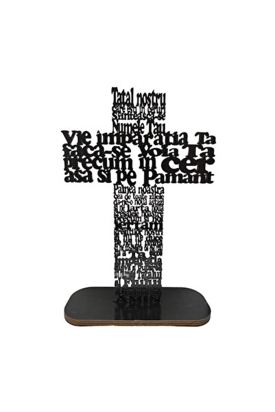 T&M Personalizare Cruce din lemn cu rugăciunea „Tatăl Nostru” - HDF 4mm, cu s...